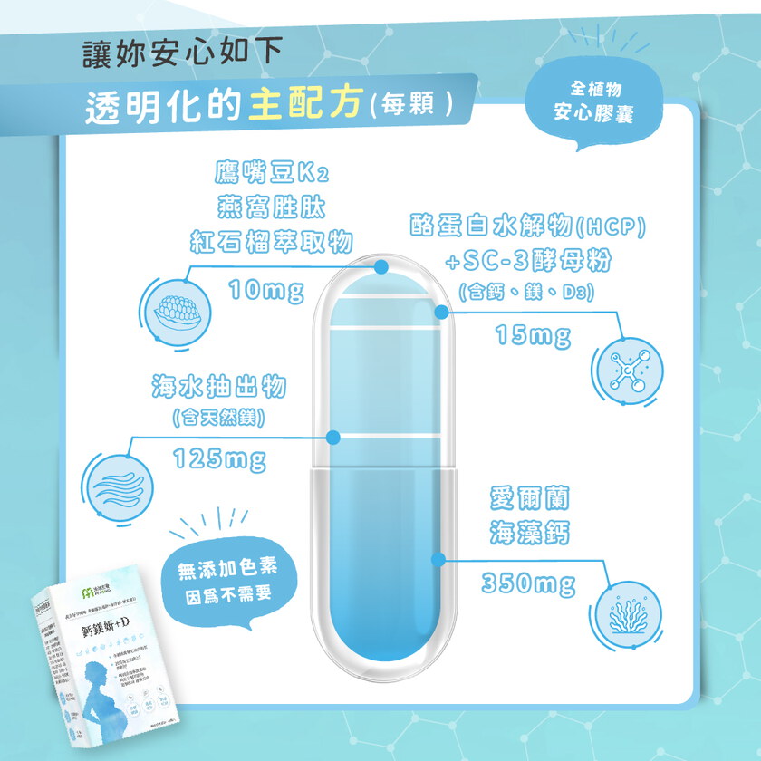 MIHONG® 鈣鎂妍+D(60顆/盒) - 蔬食好孕媽咪系列 - 補鈣適用